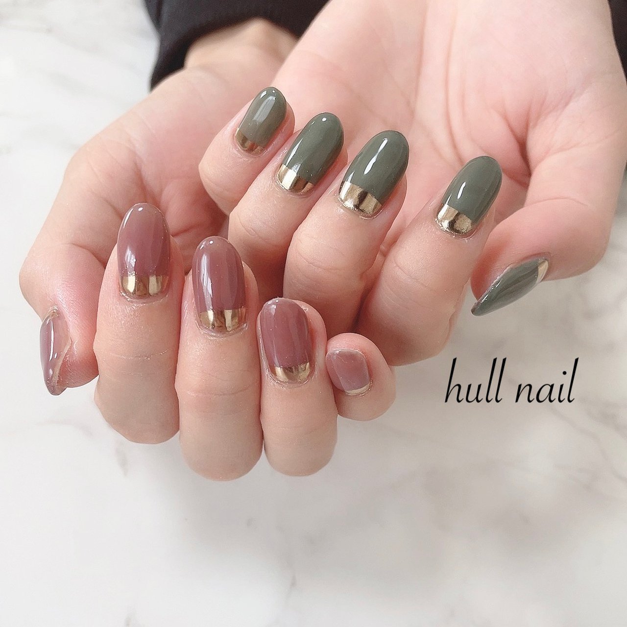 秋 冬 ハンド ミラー グリーン Hull Nailのネイルデザイン No ネイルブック
