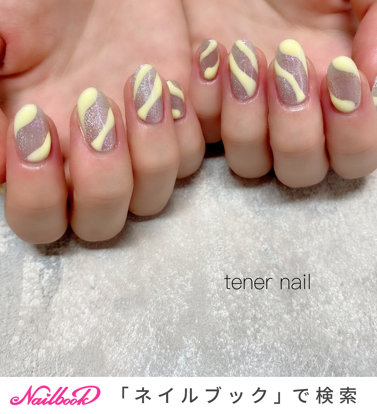 イエロー グレー シルバーのネイルデザイン ネイルブック