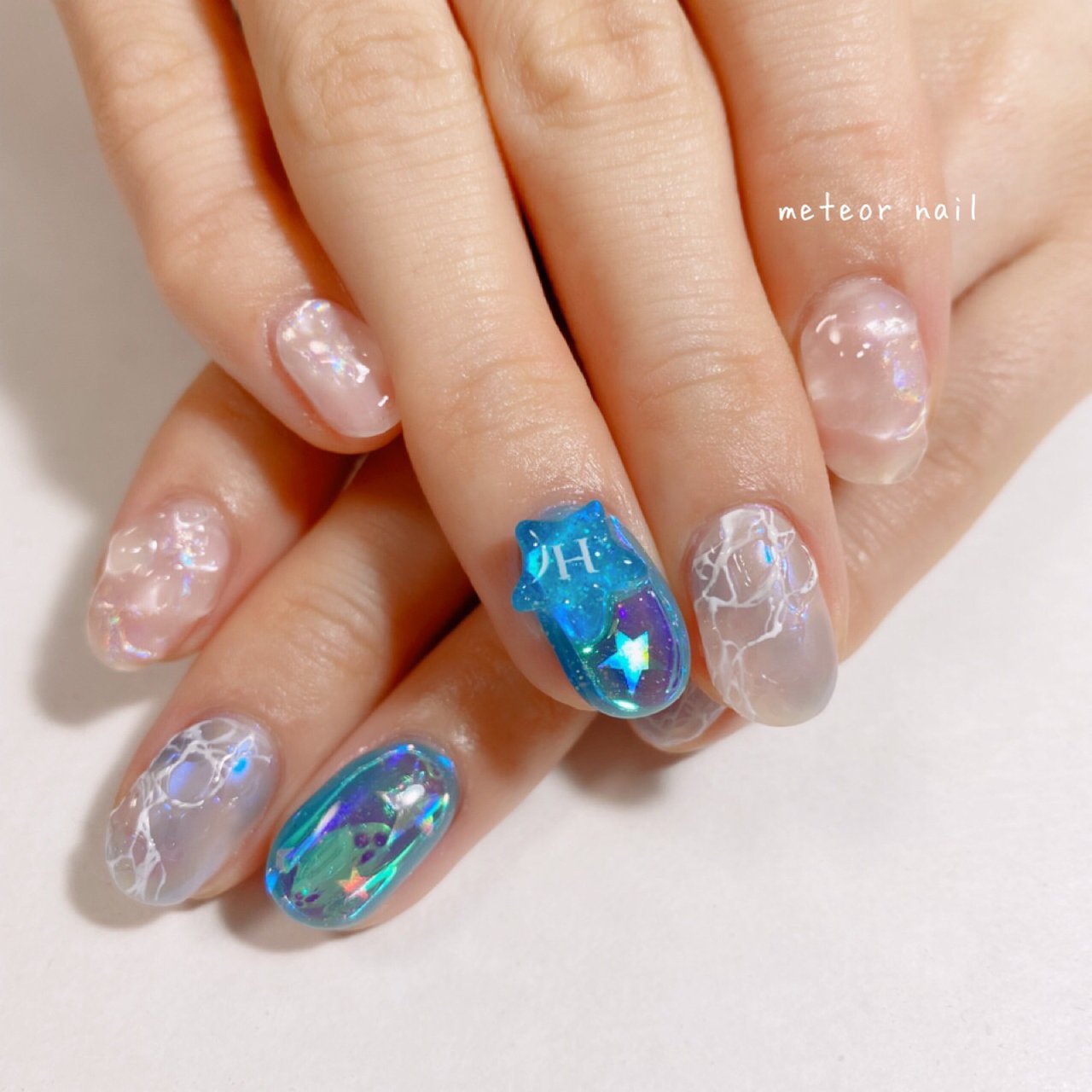 夏/ハンド/水滴/星/ショート - meteornail ミーティアネイルのネイル 