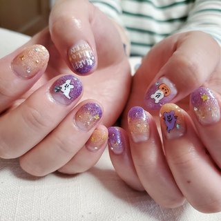 ショート ディズニーハロウィンのネイルデザイン ネイルブック