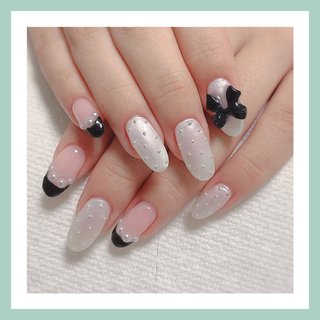 おすすめ順 フレンチネイル フレンチ パール敷き詰めのネイルデザイン ネイルブック