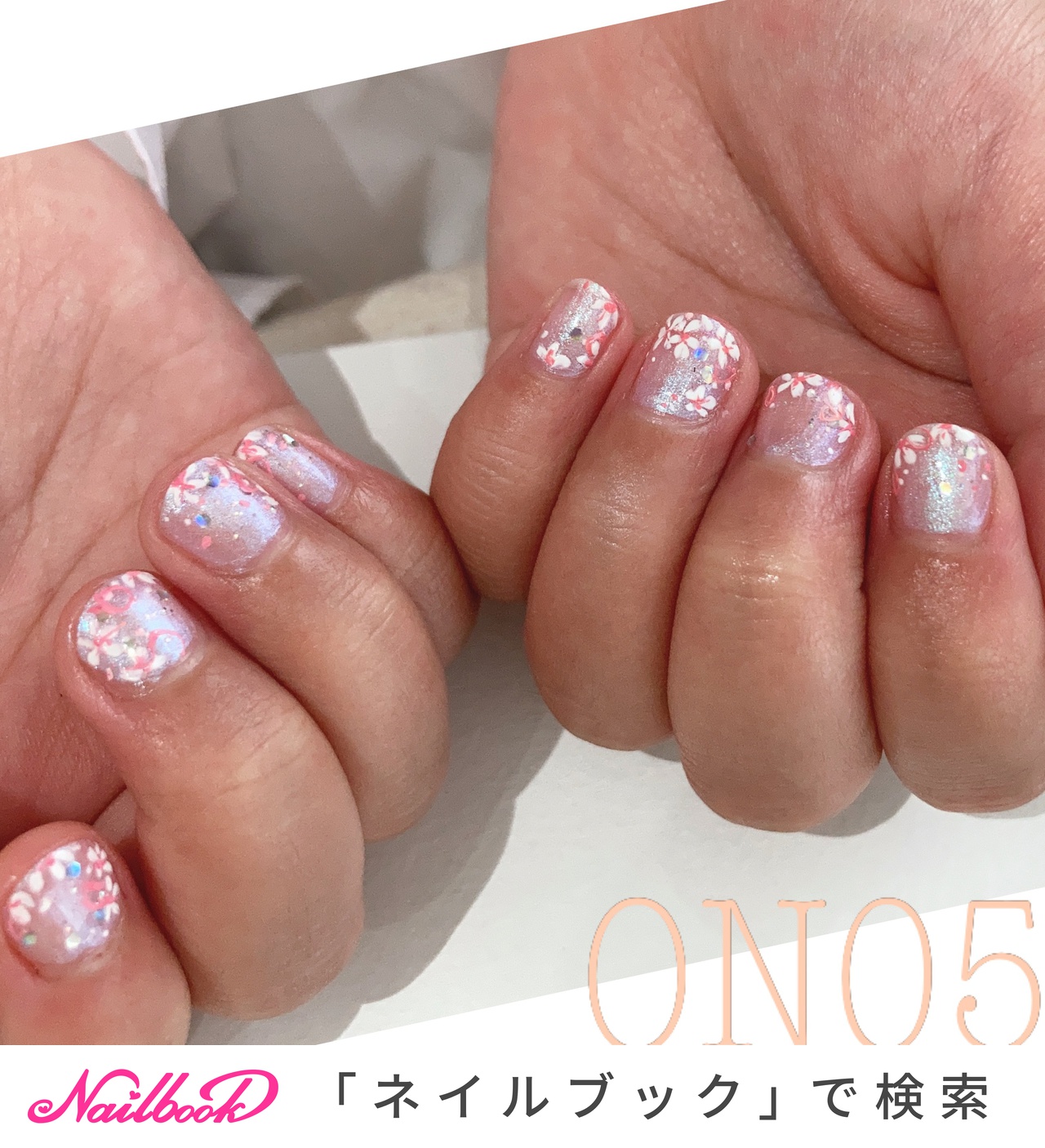 ホワイト ピンク マニキュアのネイルデザイン ネイルブック