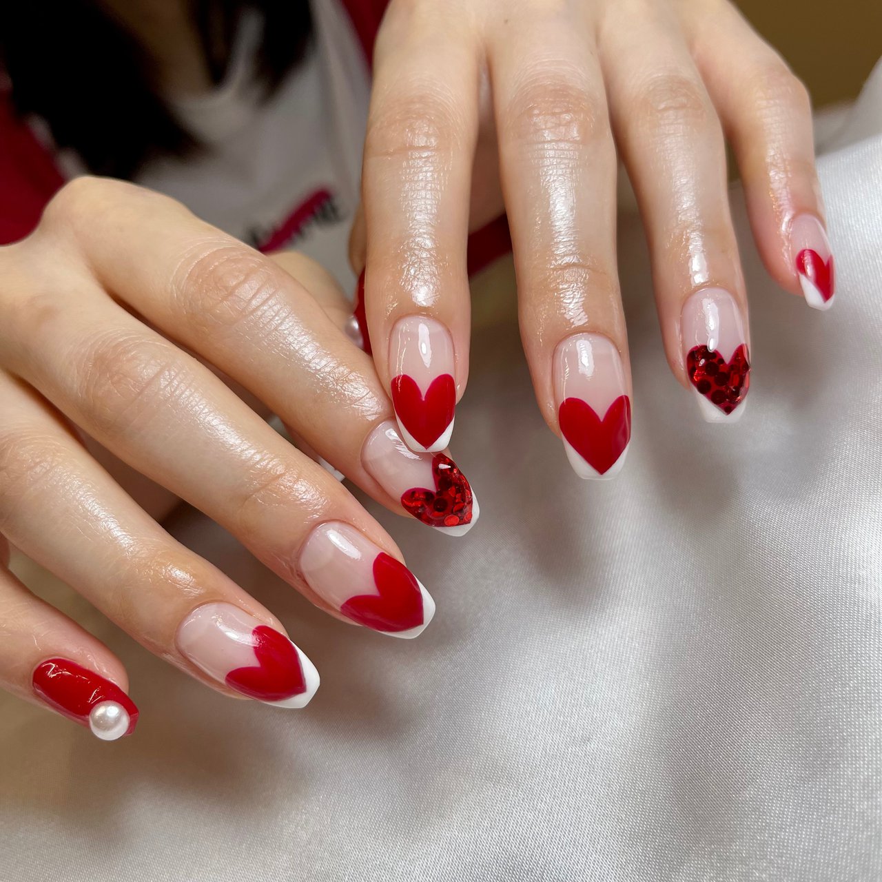オールシーズン ハンド ハート ミディアム レッド Nailtinkのネイルデザイン No ネイルブック