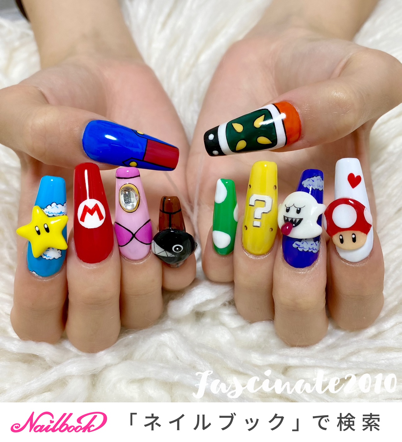 ロング/ジェルネイル/#スーパーマリオブラザーズのネイルデザイン