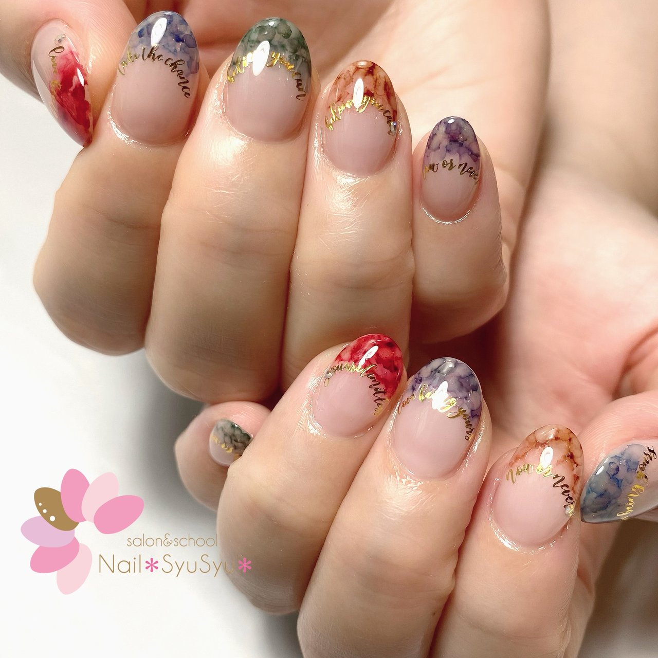 秋 ハンド フレンチ マーブル カラフル Nail Syusyu ネイルシュシュのネイルデザイン No ネイルブック