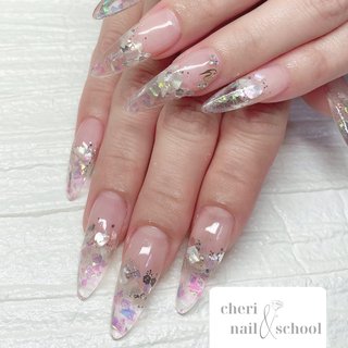 夏 クリア スカルプチュアのネイルデザイン ネイルブック