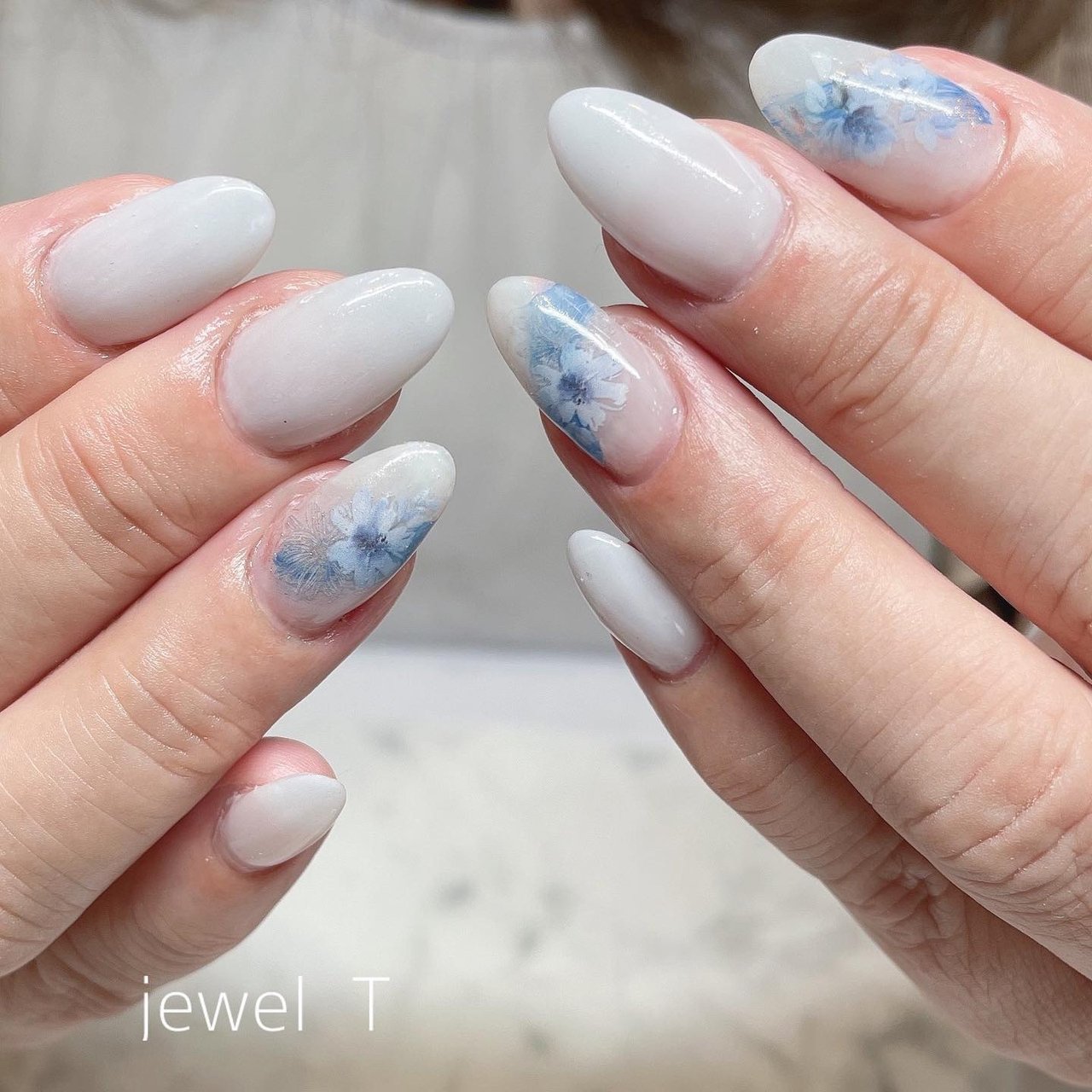 ハンド フラワー 水色 Nailsalon Jewelのネイルデザイン No ネイルブック