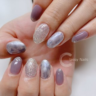 ニュアンス ブルー グレーのネイルデザイン ネイルブック