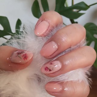 クリア オレンジ セルフネイルのネイルデザイン ネイルブック