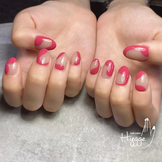 バイカラー ピンクのネイルデザイン ネイルブック