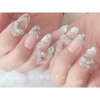フレンチ 大理石のネイルデザイン ネイルブック