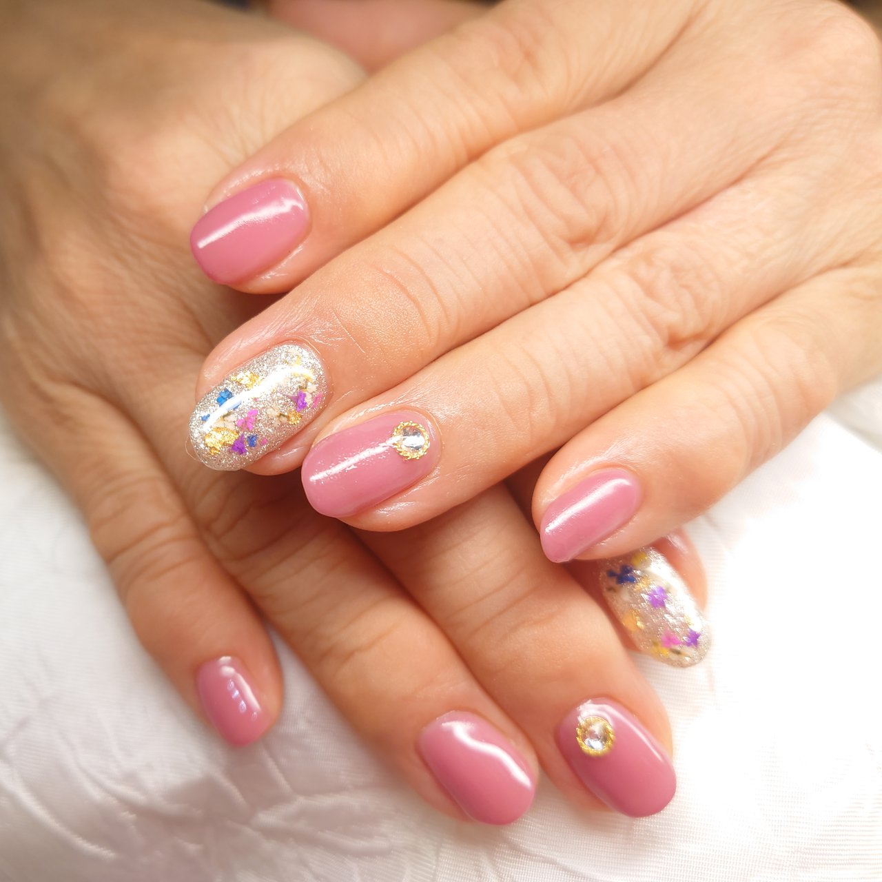 オールシーズン ハンド シンプル ワンカラー 押し花 Nail Space Asmyのネイルデザイン No ネイルブック