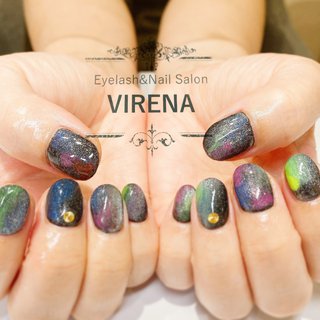 マーブル ピンク ブルーのネイルデザイン ネイルブック