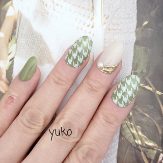 千鳥柄 グリーンのネイルデザイン ネイルブック