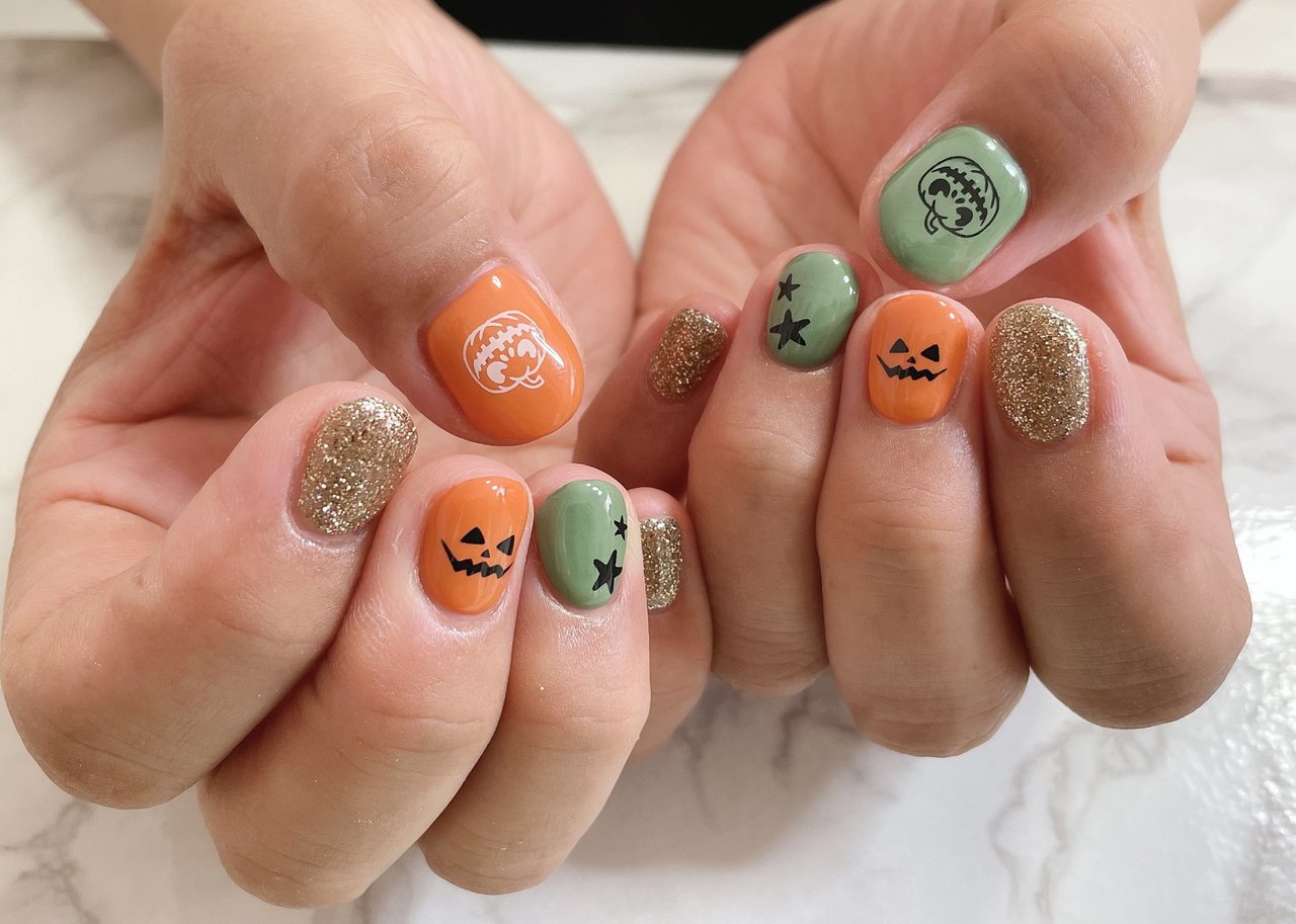 ハロウィン/パーティー/ハンド/シンプル/ラメ - Manaのネイルデザイン