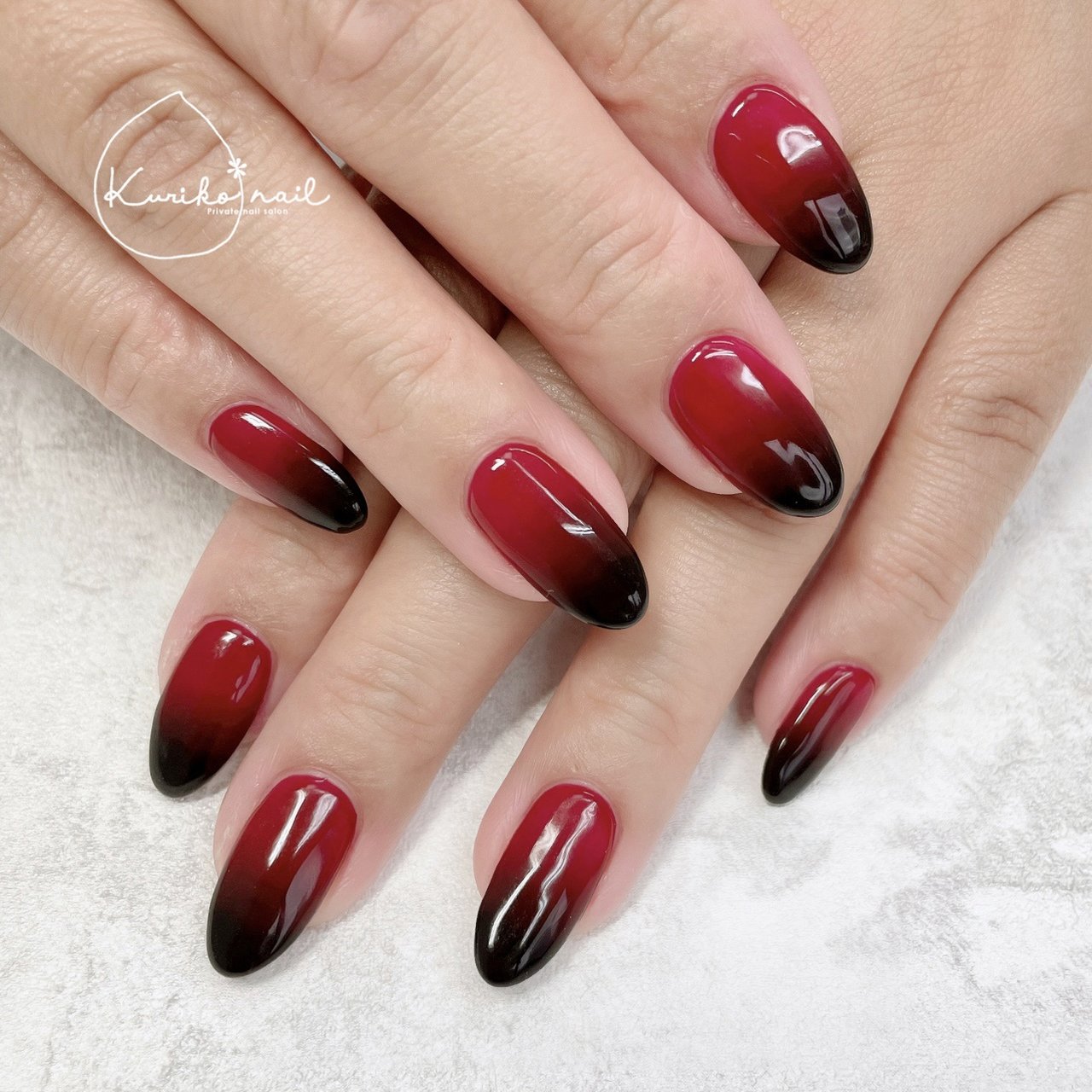 オールシーズン ハンド グラデーション ワンカラー ボルドー Kuriko Nailのネイルデザイン No ネイルブック