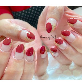 赤フレンチネイルのネイルデザイン ネイルブック
