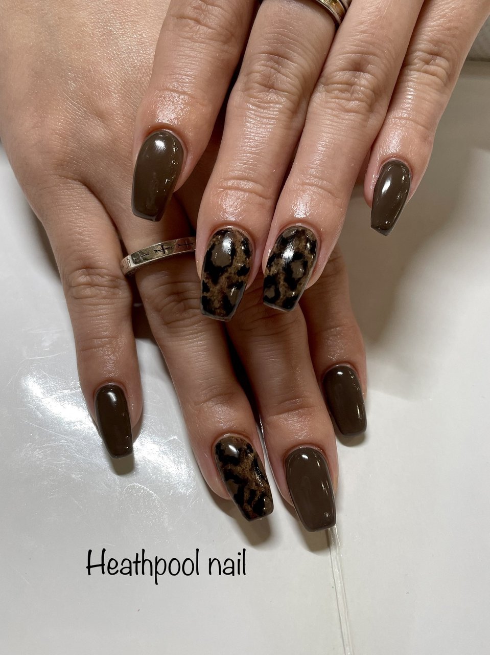 ハンド シンプル アニマル柄 レオパード ブラウン Heathpoolnailのネイルデザイン No ネイルブック