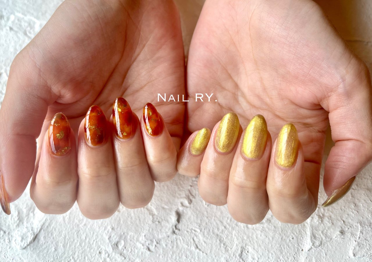 秋 冬 ハンド べっ甲 マグネット Nail Ry のネイルデザイン No ネイルブック