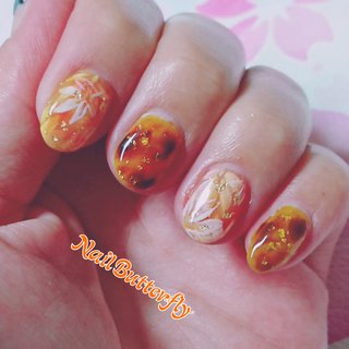 21年 新着順 オレンジ ブラウン セルフネイルのネイルデザイン ネイルブック