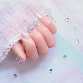冬 クリア 水色のネイルデザイン ネイルブック