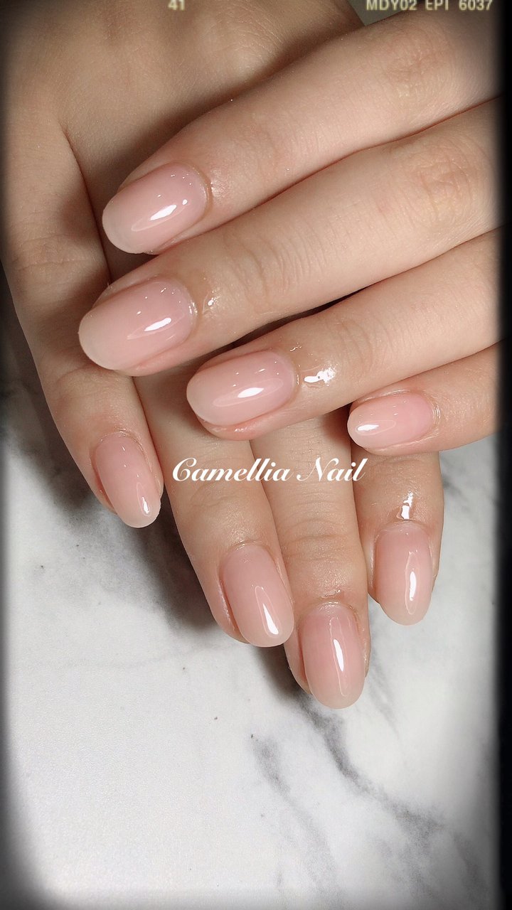 オールシーズン ハンド シンプル ショート クリア Camellia Nailのネイルデザイン No ネイルブック