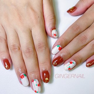 椿柄ネイルのネイルデザイン ネイルブック