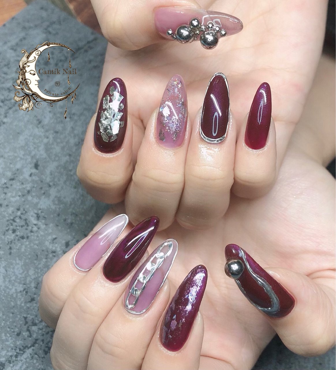 秋 ハンド ニュアンス ロング パープル 美月のネイルデザイン No ネイルブック