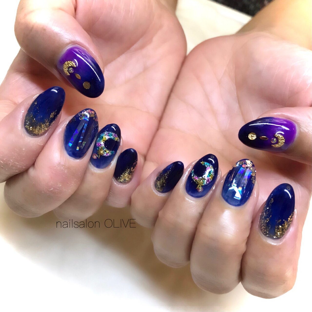 秋 オールシーズン ハンド グラデーション 星 Nail Salon Oliveのネイルデザイン No ネイルブック