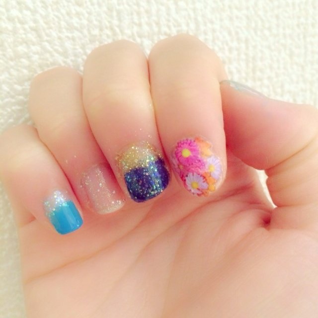 夏 ハンド フラワー マニキュア セルフネイル Nail Smileのネイルデザイン No 5475 ネイルブック