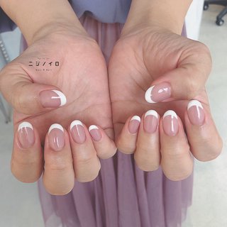 ピンク 白フレンチのネイルデザイン ネイルブック