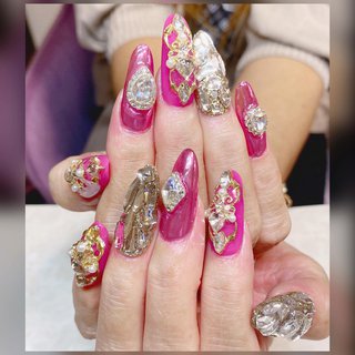 ラメ スカルプチュア 派手ネイルのネイルデザイン ネイルブック