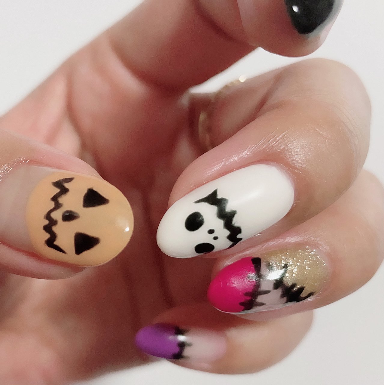 秋 ハロウィン ハンド 星 ミディアム ありさのネイルデザイン No ネイルブック