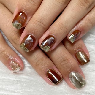 茶色ネイルのネイルデザイン ネイルブック
