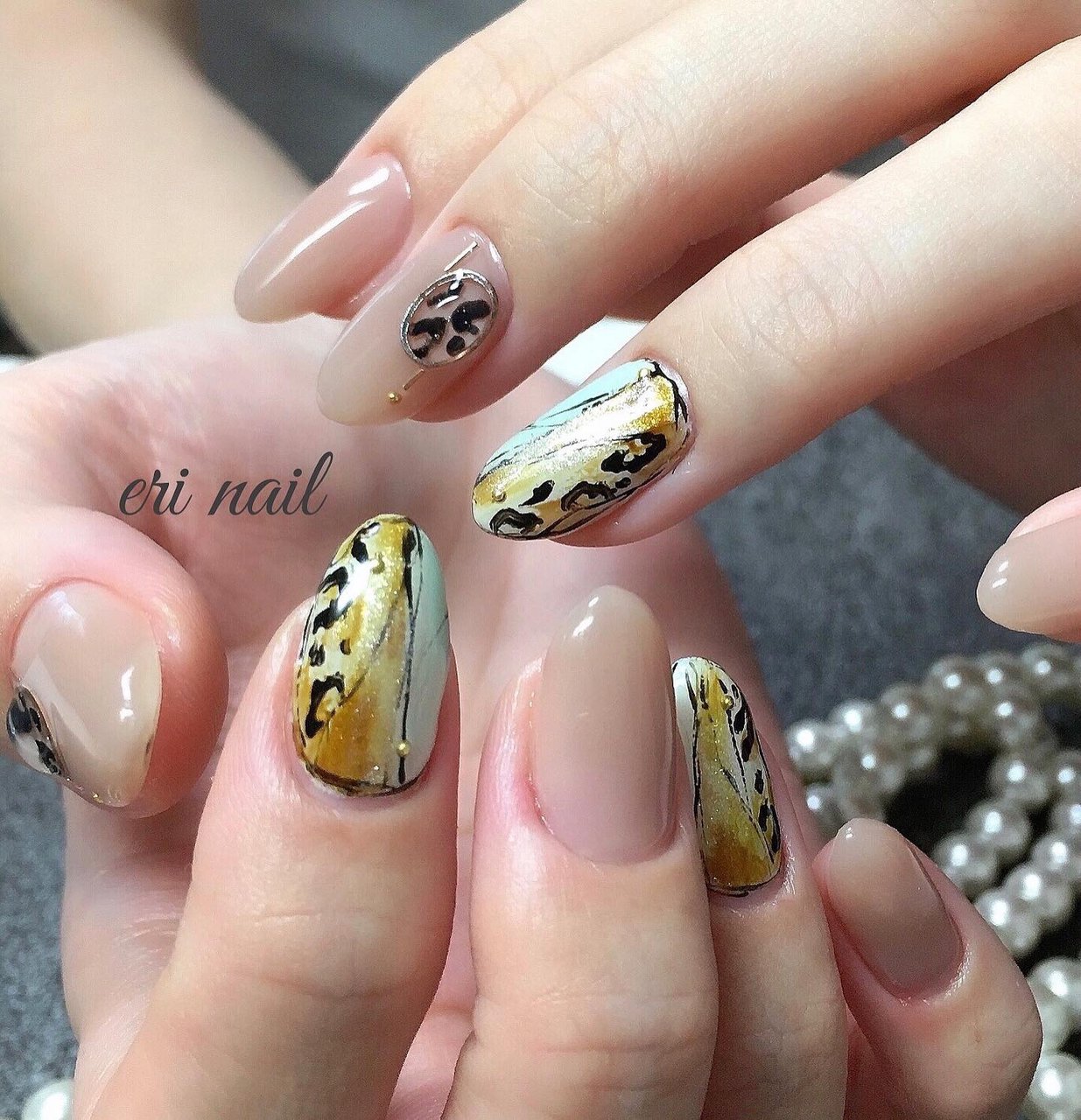 秋 冬 ハンド ニュアンス レオパード 名古屋市天白区 自宅ネイルサロン Eri Nailのネイルデザイン No ネイルブック