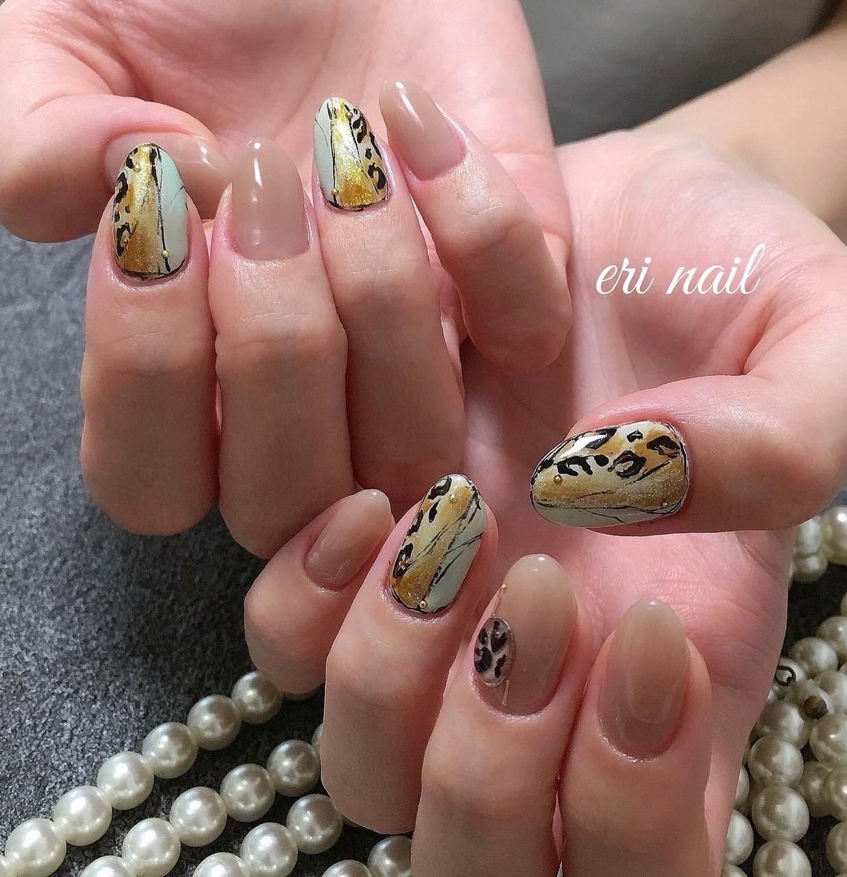 秋 冬 ハンド ニュアンス レオパード 名古屋市天白区 自宅ネイルサロン Eri Nailのネイルデザイン No ネイルブック