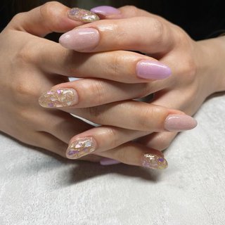 シェル埋め込みのネイルデザイン ネイルブック