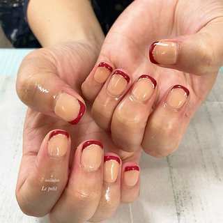 オフィス フレンチ ラメラインのネイルデザイン ネイルブック