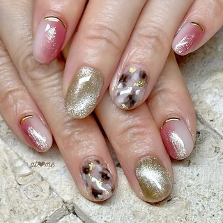 べっ甲 ホワイト ピンクのネイルデザイン ネイルブック