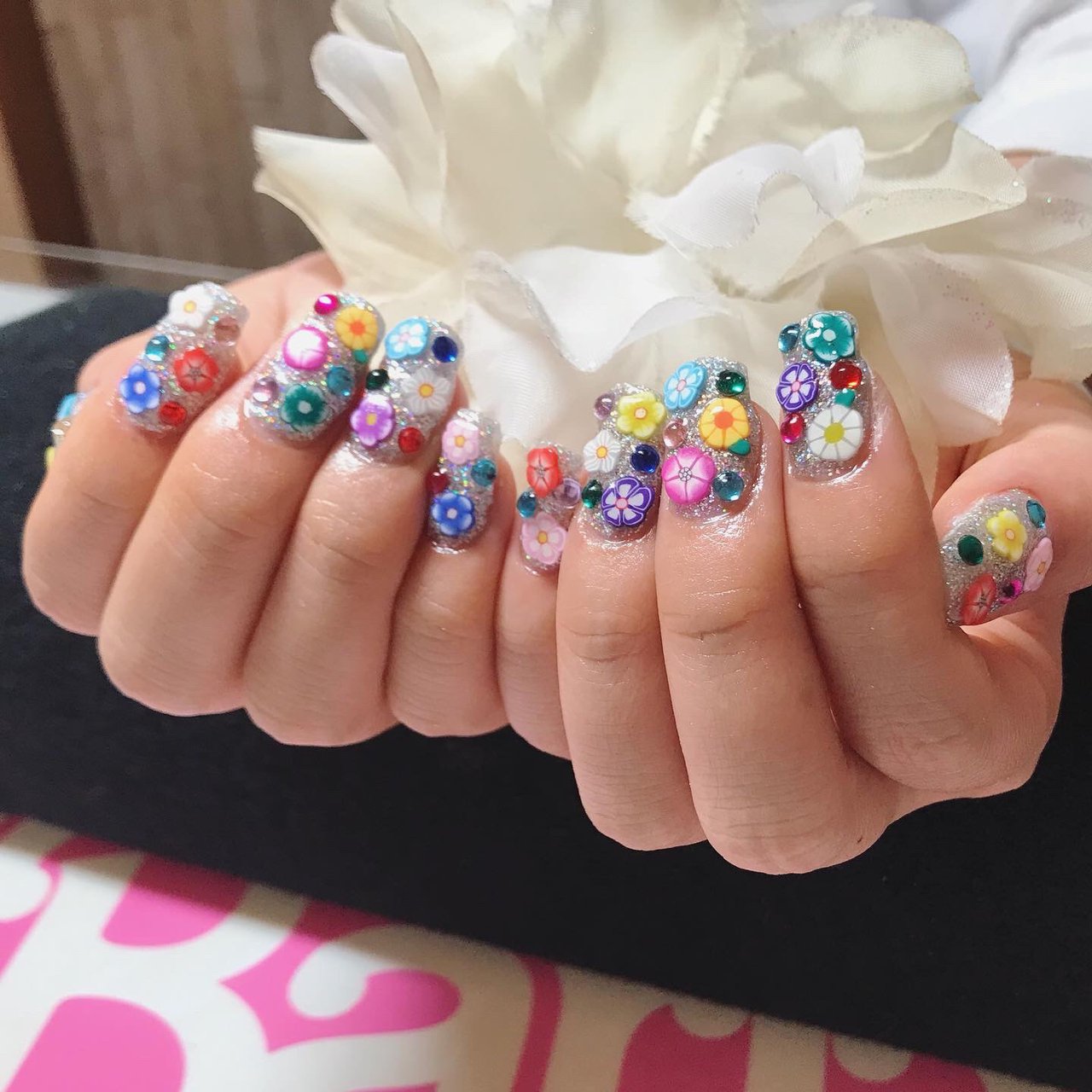 オールシーズン ハンド ラメ フラワー ロング A Nailのネイルデザイン No ネイルブック