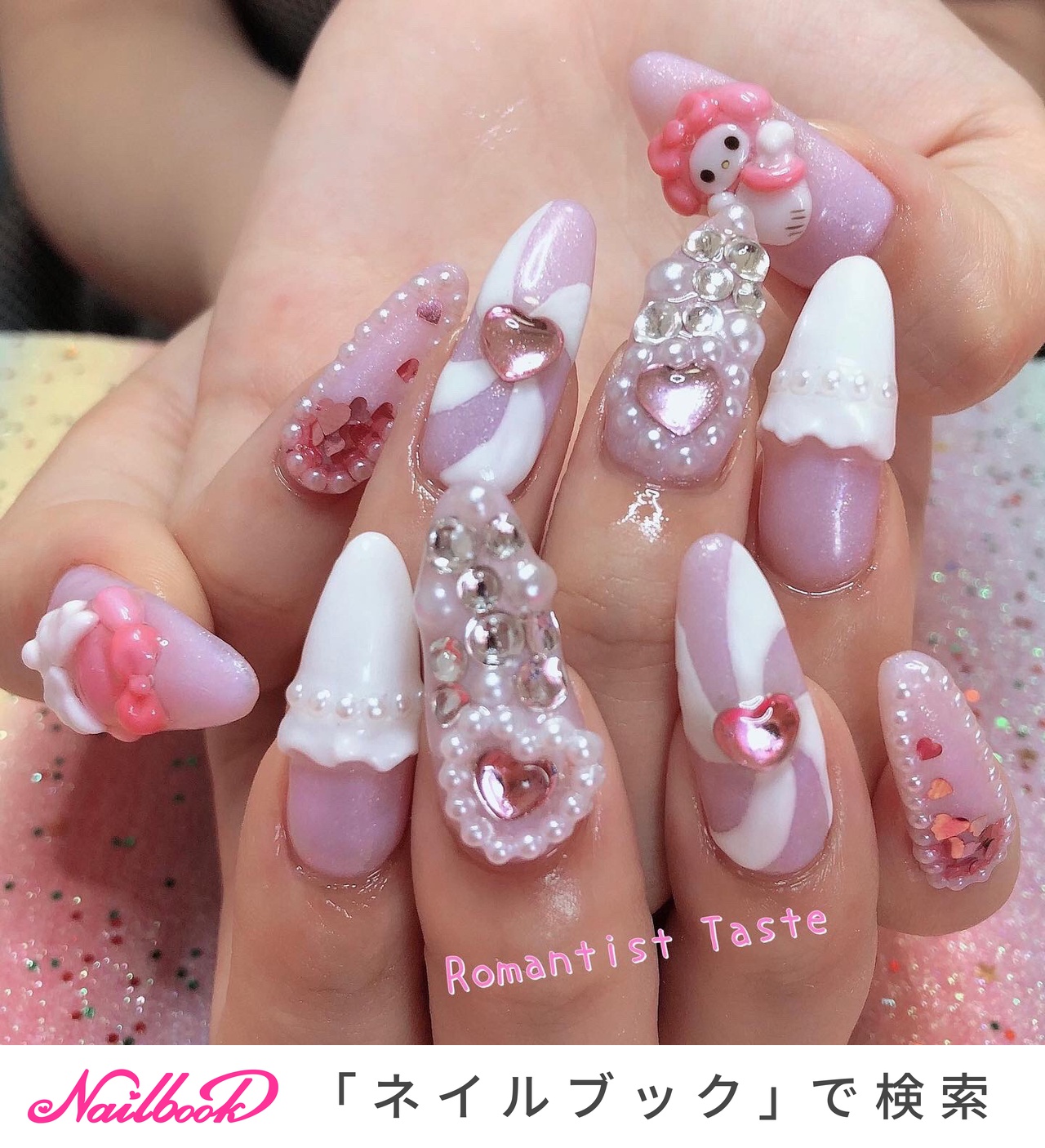 ネイルチップオーダー☆量産型地雷韓国ワンホン清楚系ウェディング