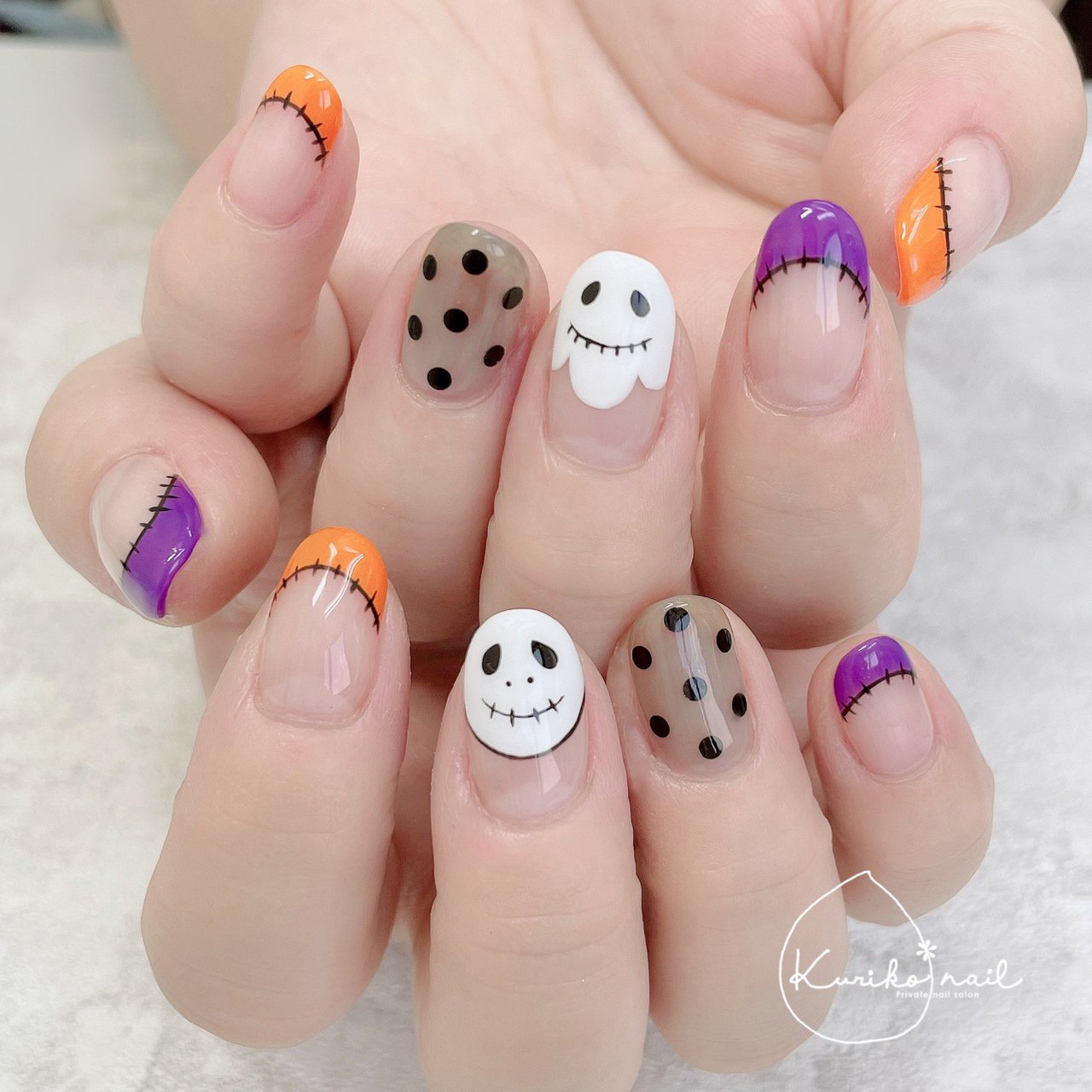 秋 ハロウィン ハンド フレンチ ワンカラー Kuriko Nailのネイルデザイン No ネイルブック