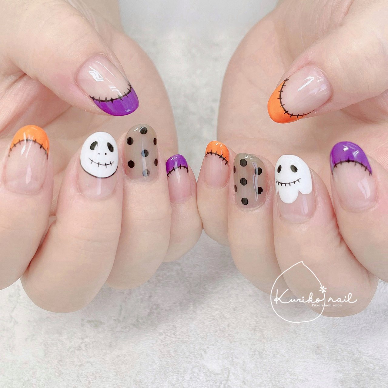 秋 ハロウィン ハンド フレンチ ワンカラー Kuriko Nailのネイルデザイン No ネイルブック