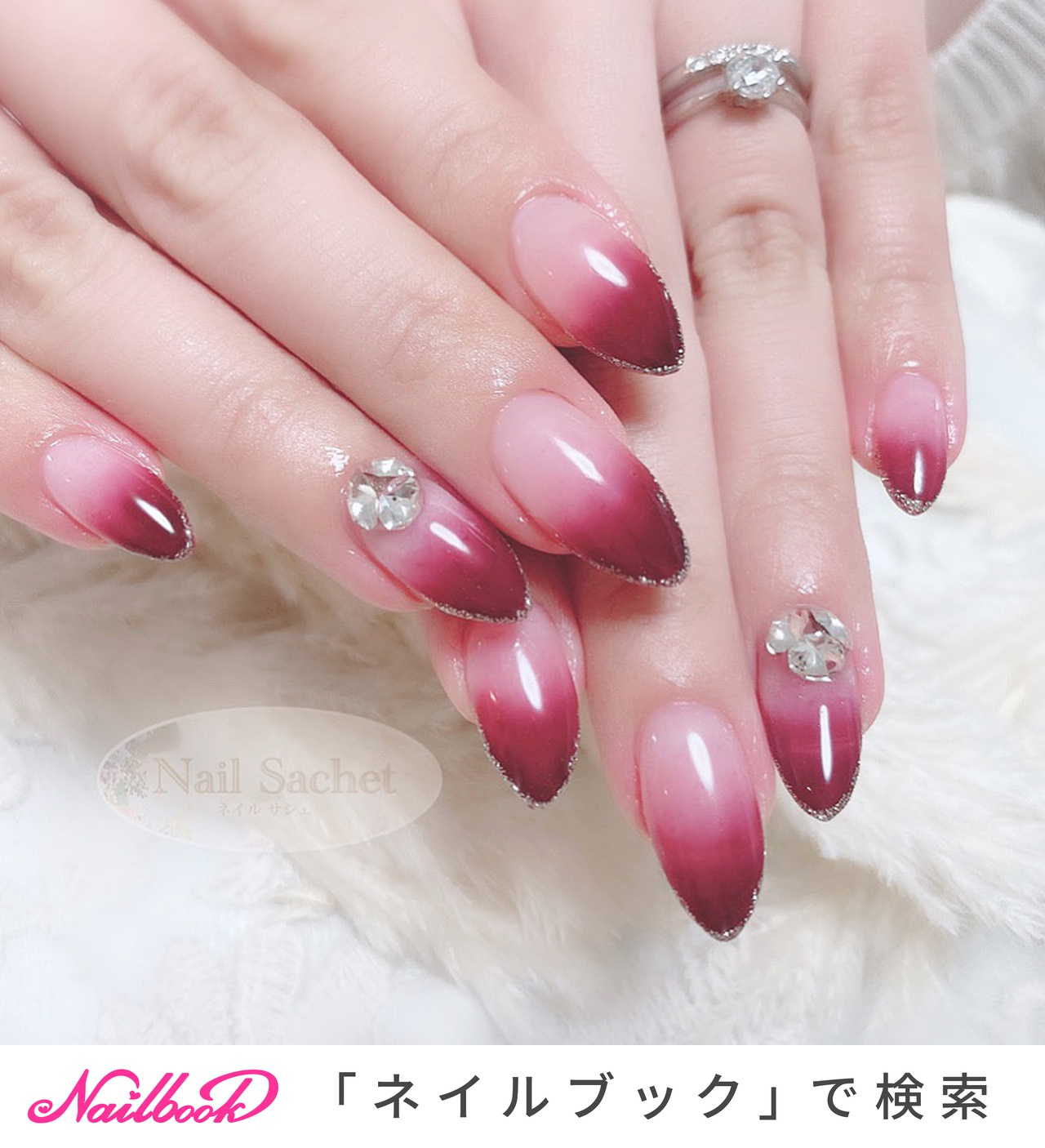 グラデーション ラメ ワインレッドのネイルデザイン ネイルブック