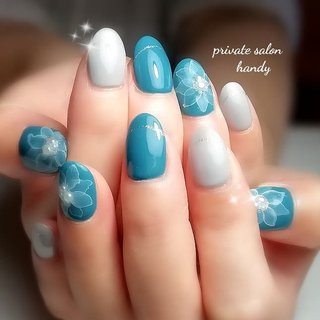 ワンカラー ブルー グレーのネイルデザイン ネイルブック