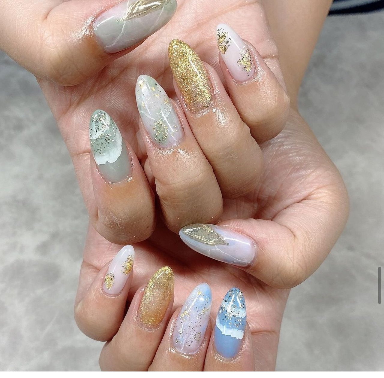 夏 ハンド 大理石 ミラー ロング Honozou0122のネイルデザイン No ネイルブック