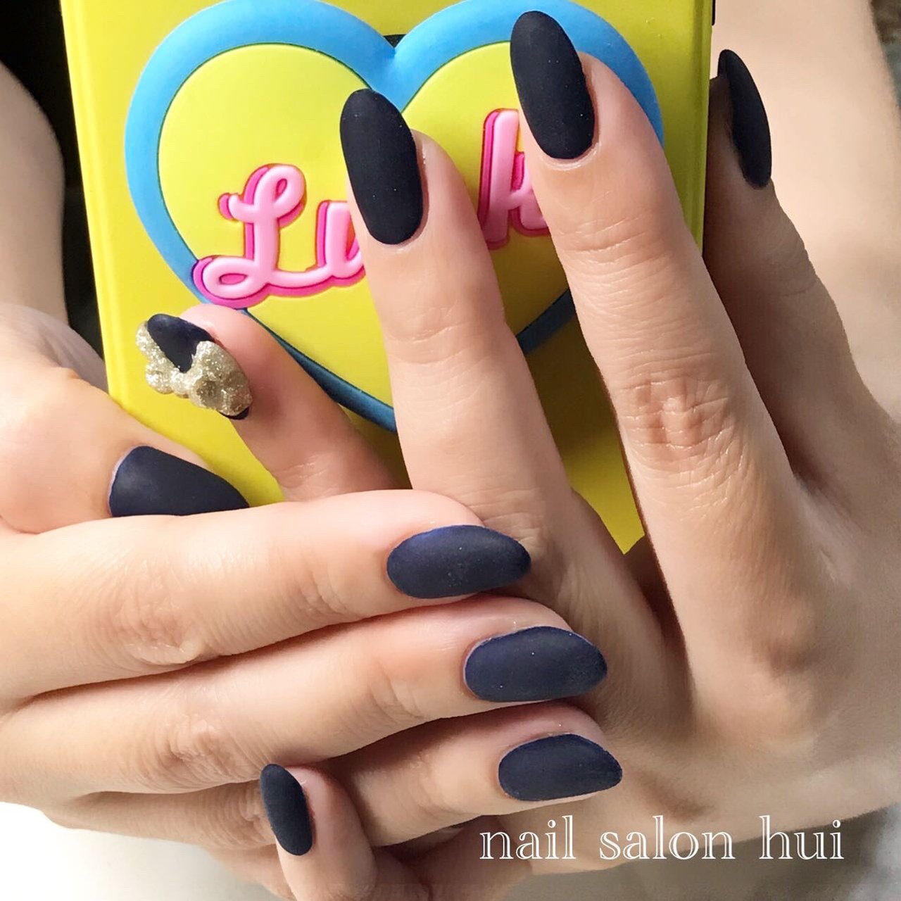 秋 冬 ハンド ワンカラー リボン Nailsalon Huiのネイルデザイン No ネイルブック