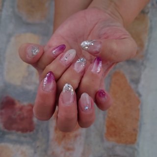 冬 ピンク シルバーのネイルデザイン ネイルブック