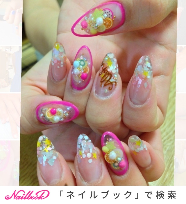 ハンド シースルー ピンク スカルプチュア Addnailのネイルデザイン No ネイルブック