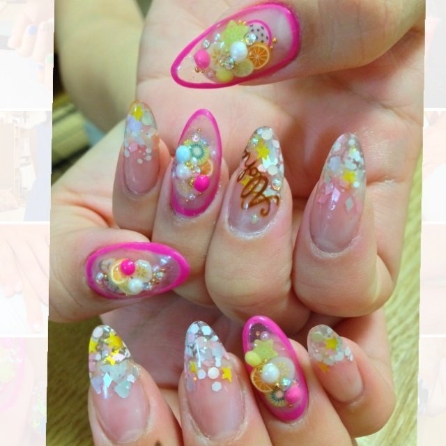 ハンド シースルー ピンク スカルプチュア Addnailのネイルデザイン No 572278 ネイルブック